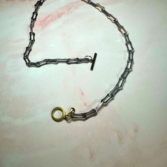 Silver and Gold “Gothica” Toggle Clasp Necklace - Picture 7 of 8